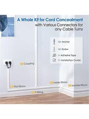 Other | White Cable Raceway Wall Cord Hider Wire Cover Tv Mount Home ...
